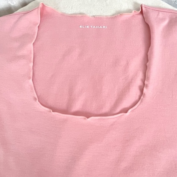 Elie Tahari Pink Ruffle Edged Stretch Tee 🎉Host Pick🎉 - Picture 7 of 11